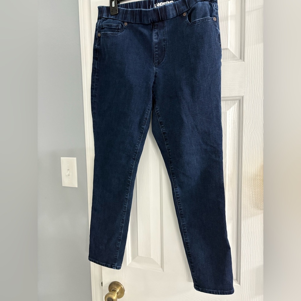 Land end blue Jean leggings